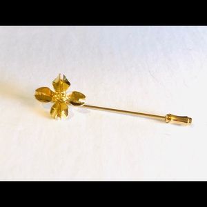 Vintage Signed Napier Gold Flower Stick Hat Pin